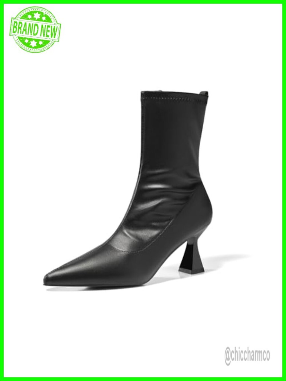 Coutgo Womens Ankle Boots Pointed Toe Low Kitten Heel Side Zipper Office Dress